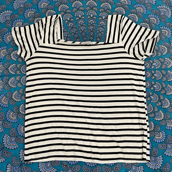 Organic cotton Black and white stripe tee - Picture 1 of 4